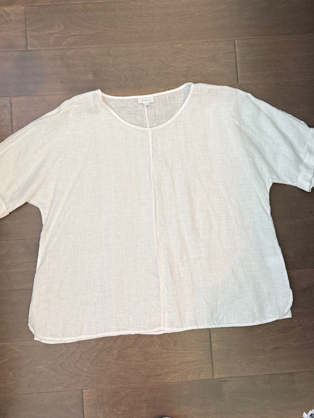 J. Jill White Linen Scoop Neck Short Sleeve Top Excellent Medium